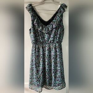 George Green and Purple V-neck Midi Sundress
